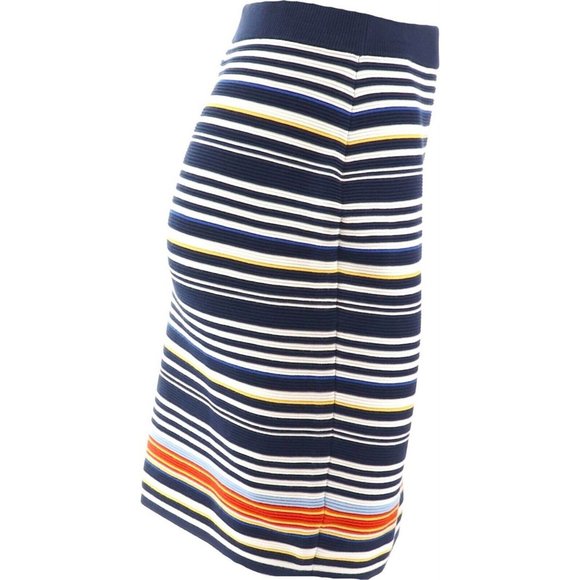 NWT LANDS' END FINE GAUGE OTTMAN STRIPED SKIRT SEEP SEA PXXS - Picture 7 of 13